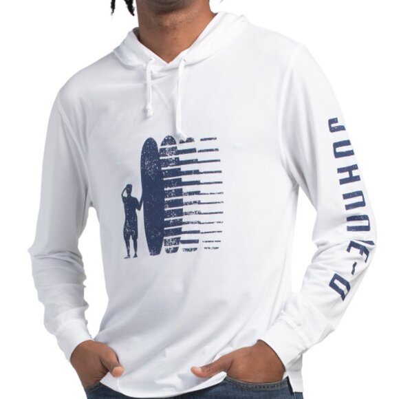 NEW JOHNNIE-O Performance T Shirt Hoodie white for men 253 - Picture 5 of 5